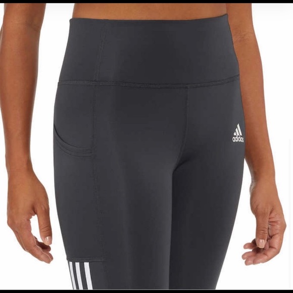 ADIDAS LADIES’ 7/8 3- STRIPE ACTIVE TIGHT - Picture 2 of 3
